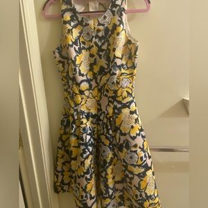 Yellow & Blue fit and flare dress